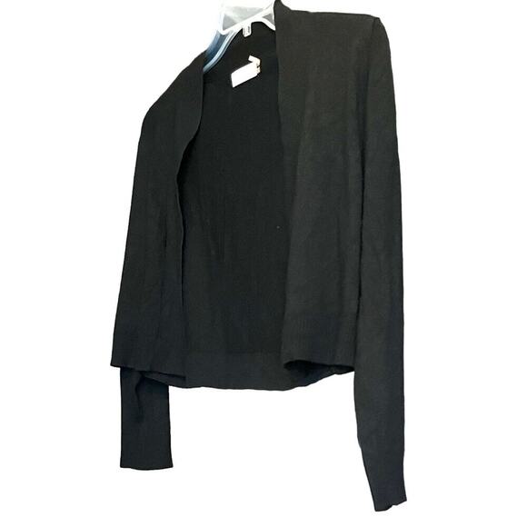 CALVIN KLEIN LONG SLEEVE SHORT WAIST SWEATER, WOMENS, L, BLACK, OPEN-FRONT - Picture 3 of 10